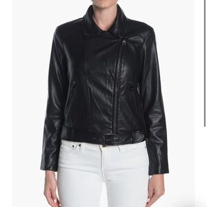 Elodie Black Faux Leather Moto Biker Jacket Women’s  Zip Front Sz Medium